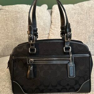 Coach Black Signature Canvas Double-Handle Shoulder Bag